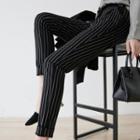 High Waist Striped Cropped Tapered Pants