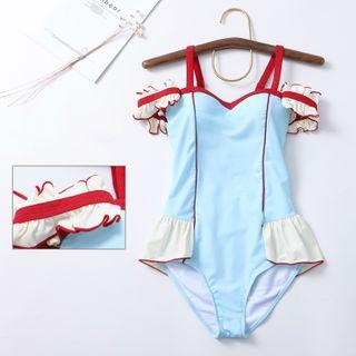 Ruffled Cold-shoulder Swimsuit