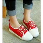 Faux Pearl Adhesive Strap Sneakers
