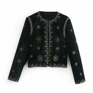 Print Velvet Jacket
