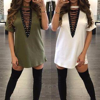 Lace-up Tunic Top