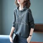 Star Patterned Hooded Sweater Dark Gray - One Size