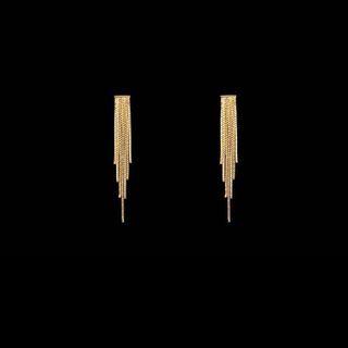 Alloy Fringed Earring 1 Pair - S925 Silver Stud Earrings - Gold - One Size