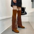 Fringed Trim Over-the-knee Boots
