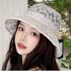 Daisy Embroidered Mesh Bucket Hat White - One Size