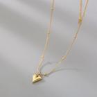 Heart Pendant Titanium Steel Necklace Gold - One Size