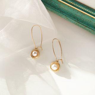 Faux Pearl Drop Earring 1 Pair - Earring - White Faux Pearl - Gold - One Size