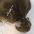 Rose Faux Pearl Alloy Hair Pin Gold - One Size