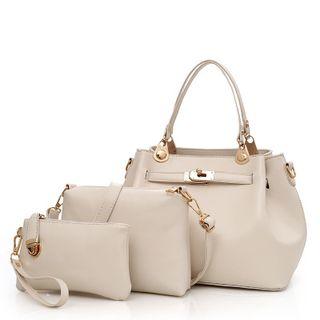 Set: Faux Leather Handbag + Crossbody Bag + Zip Pouch