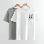 Short-sleeve Embroidered Rabbit T-shirt