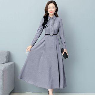 Pintuck Midi Shirtdress
