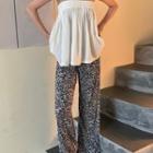Strapless Top / Leopard Print Straight-leg Pants