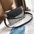 Plaid Knit Shoulder Bag