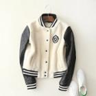 Faux Leather Buttoned Baseball Jacket