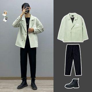 Plain Loose-fit Blazer / Plain T-shirt / Plain Straight Leg Pants