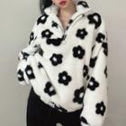 Flower Print Half-zip Sweatshirt