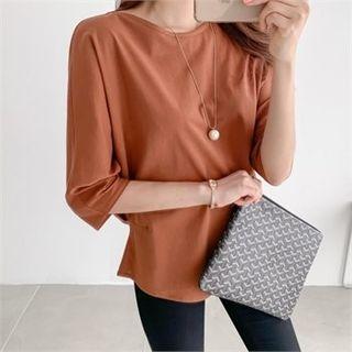 3/4-sleeve Shirred-side Top