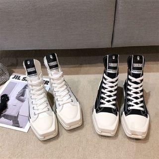 Square-toe High-top Sneakers