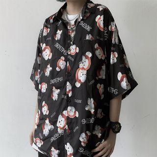 Short-sleeve Monkey Print Shirt