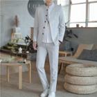 Set: Embroidered Button Jacket + Dress Pants