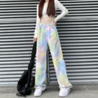 High Waist Tie-dyed Straight Leg Jeans