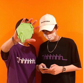 Couple Matching Letter Elbow-sleeve T-shirt