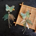 Butterfly & Leaf Hair Tie 1 Pair - Green - One Size