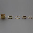 Flower Various Ring Set Of 5 Gold - One Size