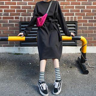 Brushed Fleece-lined Long Pullover Dress