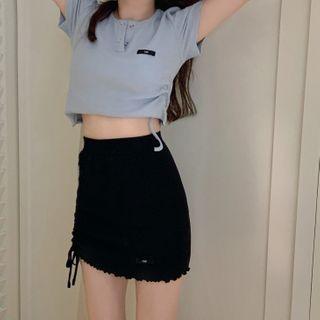 Drawstring Frill Trim Skirt