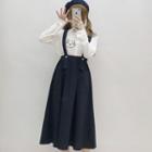 A-line Suspender Skirt Blue - One Size
