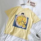 Print Loose-fit Short-sleeve T-shirt Yellow - One Size