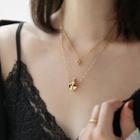 Stainless Steel Faux Pearl Pendant Necklace Necklace - Double Layer - Flagon - Gold - One Size