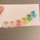 Set Of 3 Pairs: Bear Stud Earring Set Of 3 Pair - Red & Yellow & Green - One Size