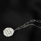 Lettering Disc Pendant Sterling Silver Necklace Silver - 10.8g