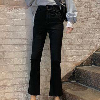 High-waist Denim Cropped Bell-bottom Pants