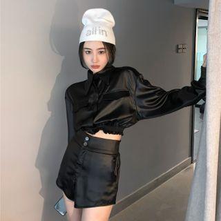 Set: Long-sleeve Iridescent Shirt + Shorts