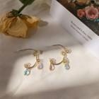 Rhinestone Bow Hoop Earring 1 Pair - C-shaped Earrings - Gold - One Size
