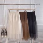 Asymmetrical High-waist Mesh A-line Skirt