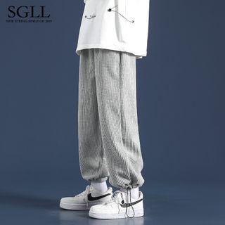Drawstring-cuff Corduroy Straight-leg Pants