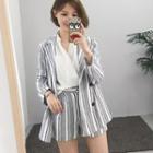 Set: Loose-fit Striped Blouse + Shorts