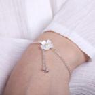 925 Sterling Silver Cherry Blossom Bracelet White Flower - Silver - One Size