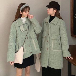 Plain Buttoned Fleece Coat