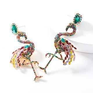 Rhinestone Flamingo Drop Earring