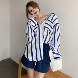Loose-fit Striped Light Shirt / Straight-cut Shorts