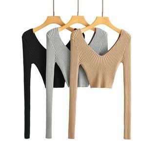 Set: Ribbed Knit Cropped Sweater + Skinny Pants