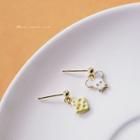 Non-matching Mouse & Cheese Earring 1 Pair - Gold - One Size