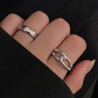 Set Of 2: Open Ring Set - Silver - One Size
