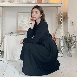 Flared Monotone Crepe Long Dress