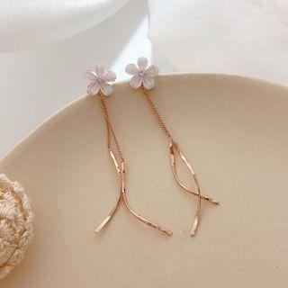 Flower Alloy Fringed Earring 1 Pair - As Shown In Figure - One Size